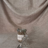 Glass salt cellar & vintage silver spoon