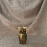 Vintage brass owl matchstick holder