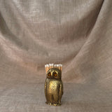 Vintage brass owl matchstick holder
