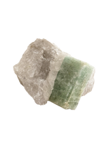 Fluorapatite crystals in calcite cluster