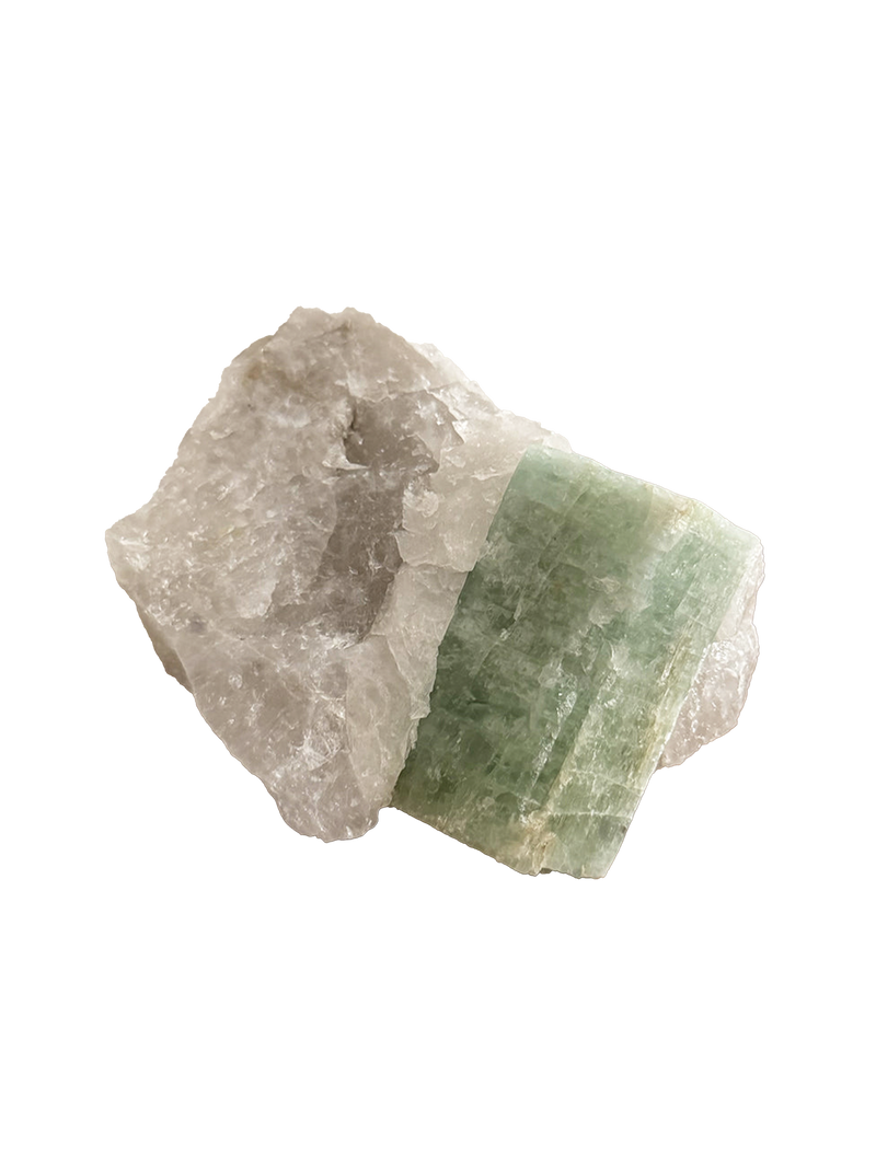 Fluorapatite crystals in calcite cluster