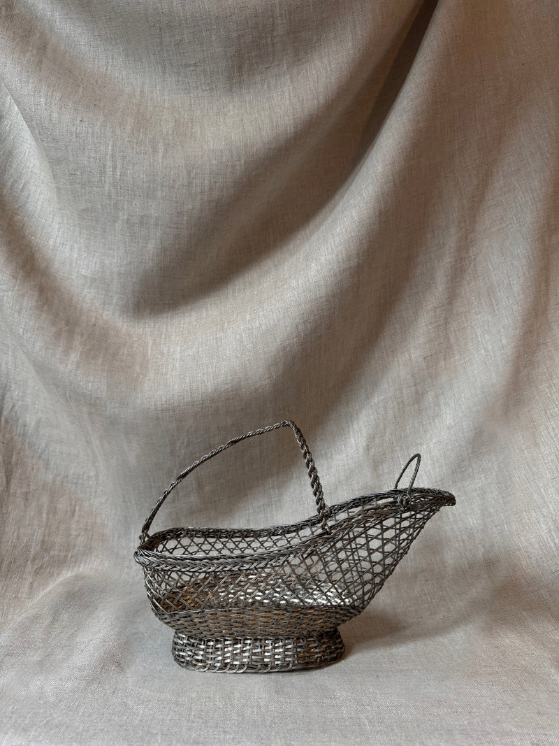 Vintage French silver-plated wine basket