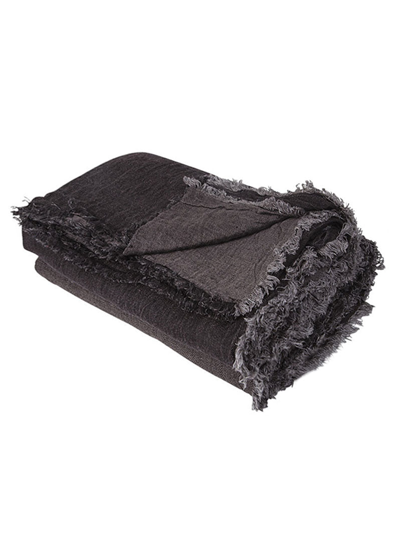 Washed Linen Throw in Carbon – Frances Loom