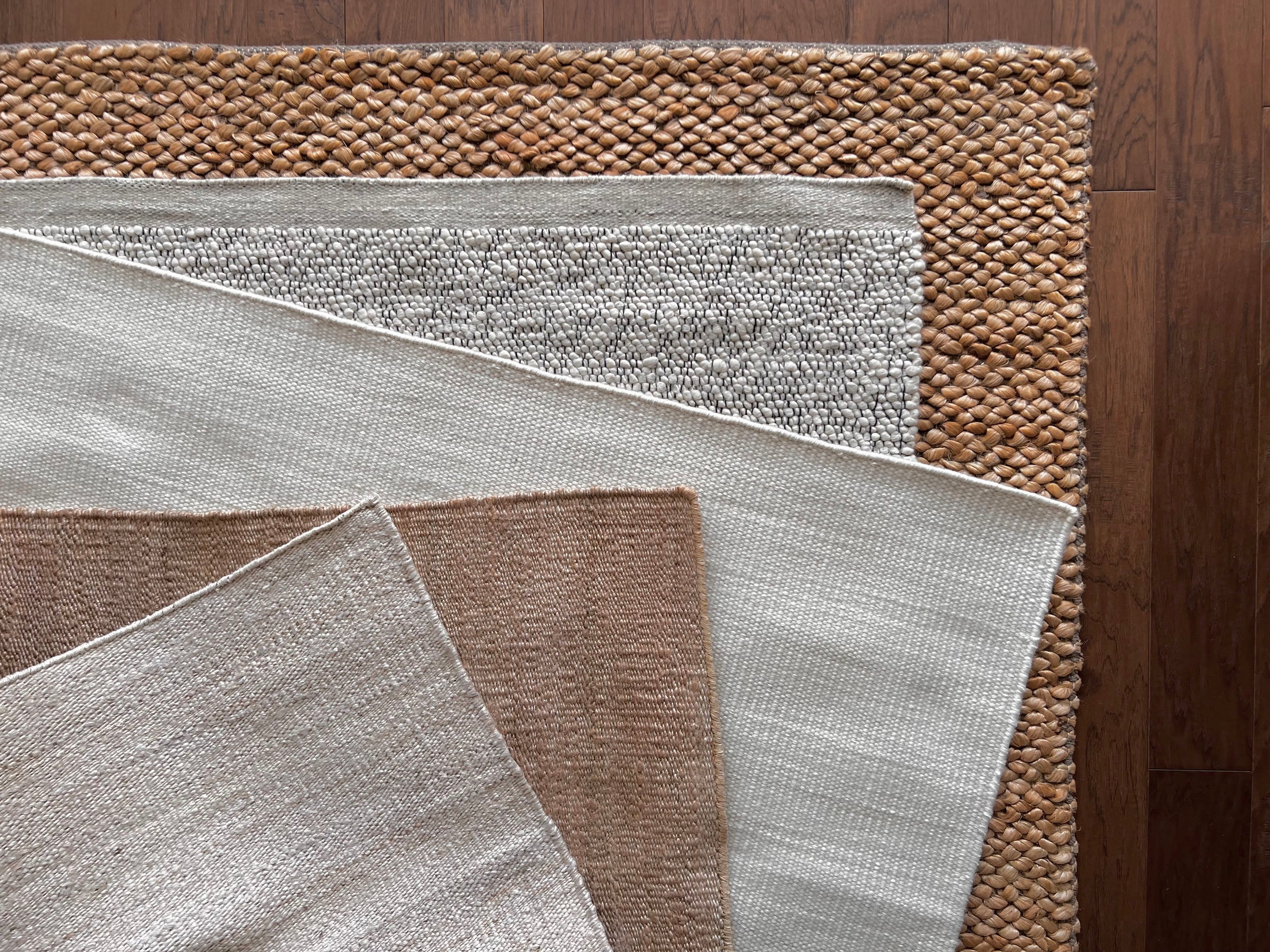 a chunky braided jute rug with ombre caramel tones